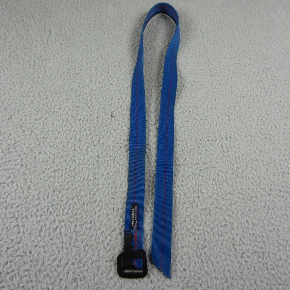 Patagonia Friction Belt Blue Fitz Roy Skyline Mountain Logo Webbing 1 Inch Wide
